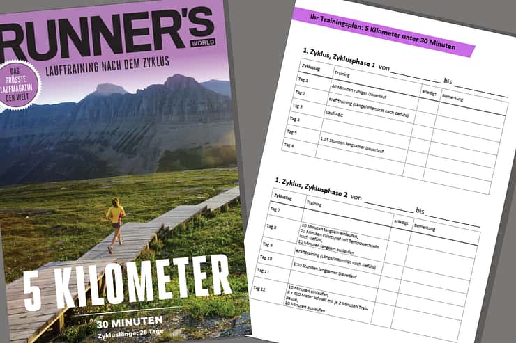 5 Kilometer unter 30 Minuten – Laufen nach Zyklus (28-Tage-Zyklus)